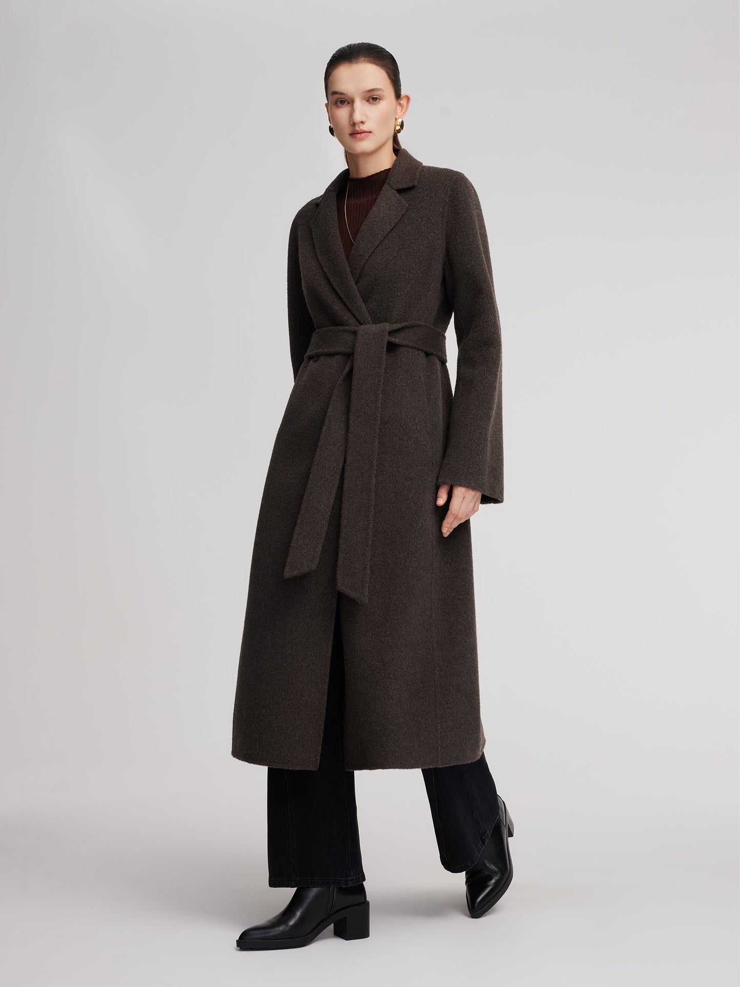 Camel Hair Wool Blend Women Wrap Overcoat