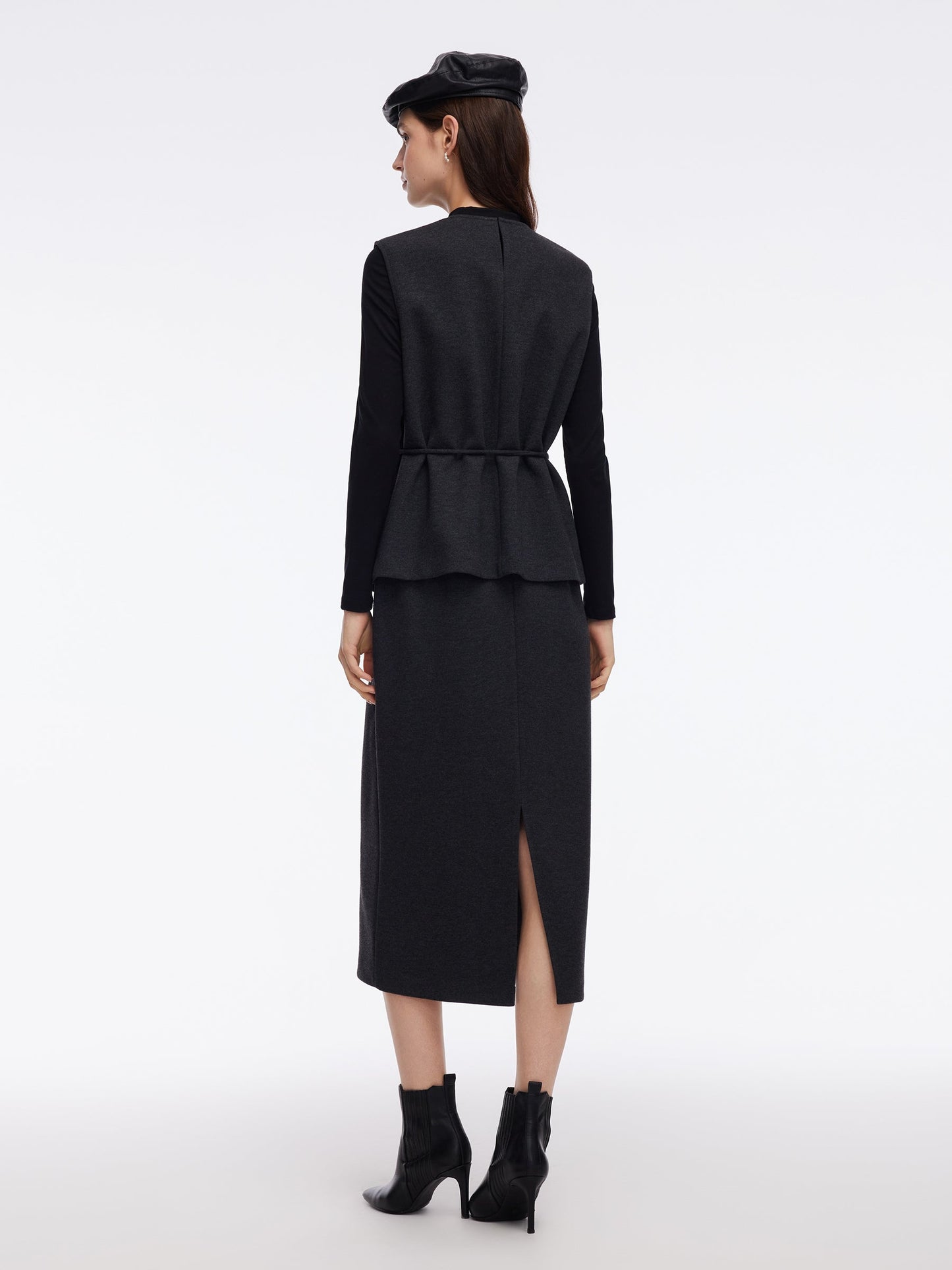 Knit Tank And Skirt And Long Sleeve Top Three-Piece Set