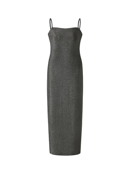 Glitter Women Party Slip Maxi Dress With Detachable Spaghetti Strap
