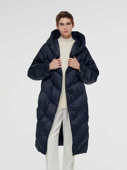 Unisex Hooded Long Goose Down Coat