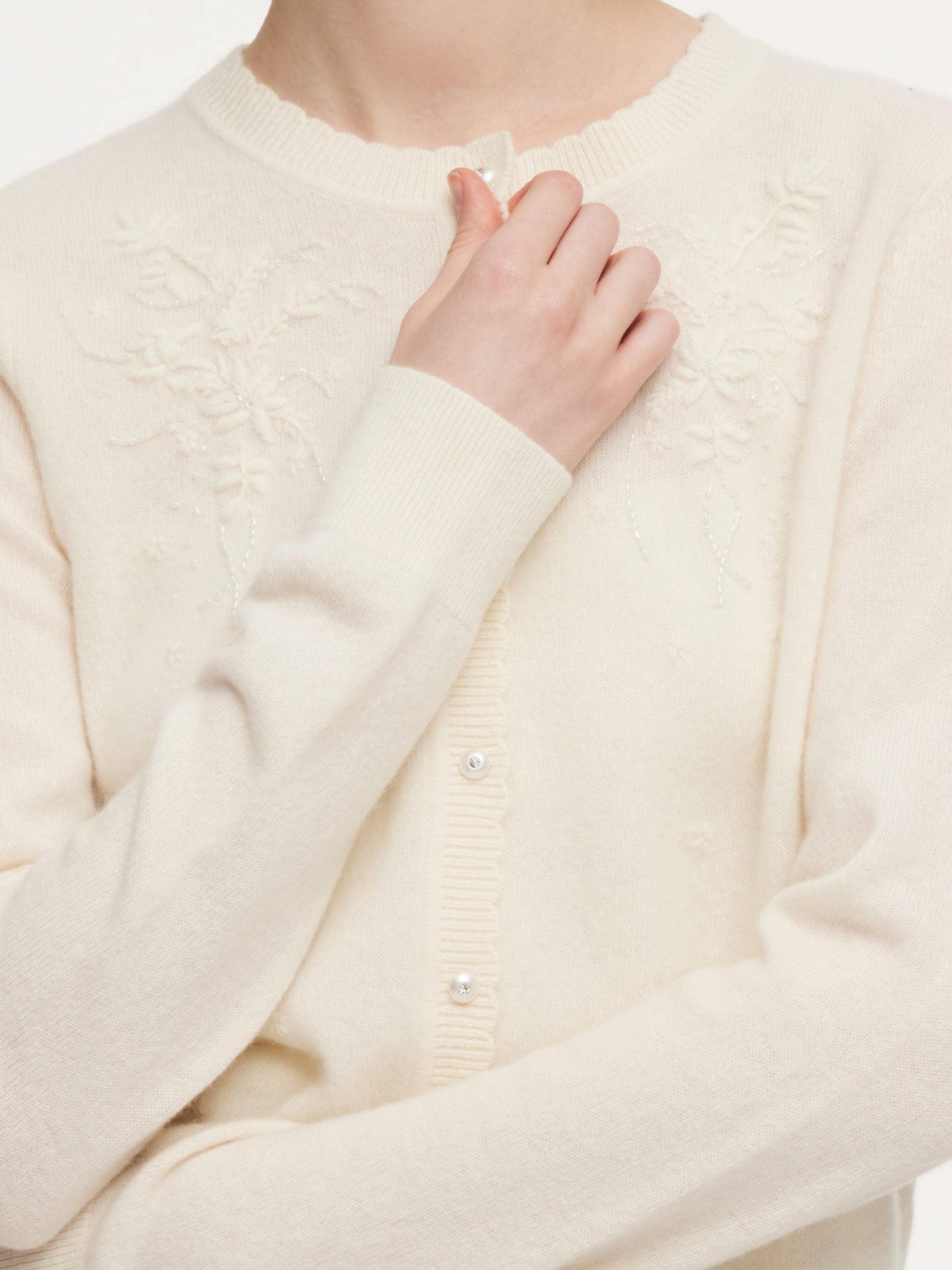 100% Wool Embroidered Women Cardigan
