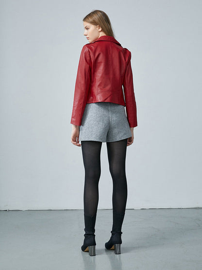 Sheepskin Lapel Crop Women Jacket For Dresses