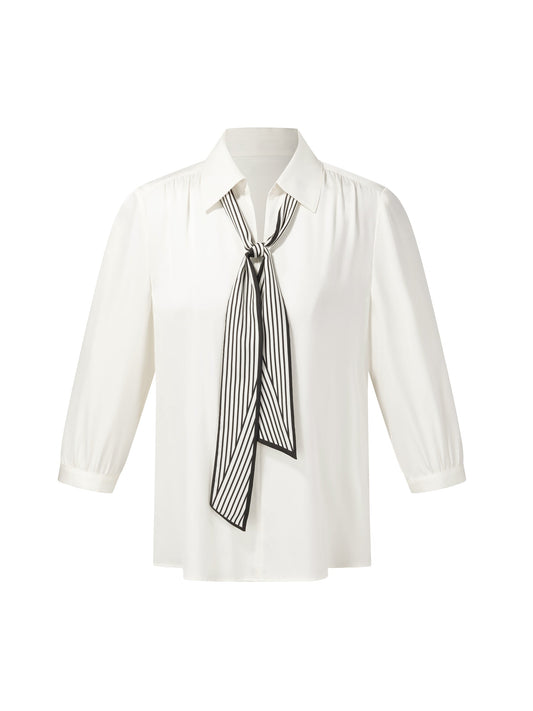 [Preview] 22MM Mulberry Silk Women Blouse With Silk Scarf