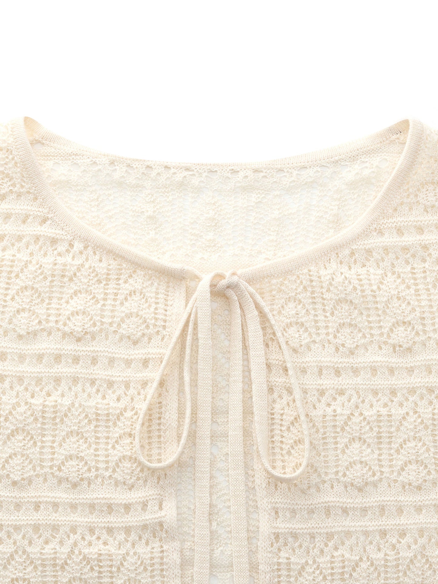 Tie Front Openwork Cardigan And Knit Strap Dress Two-Piece Set