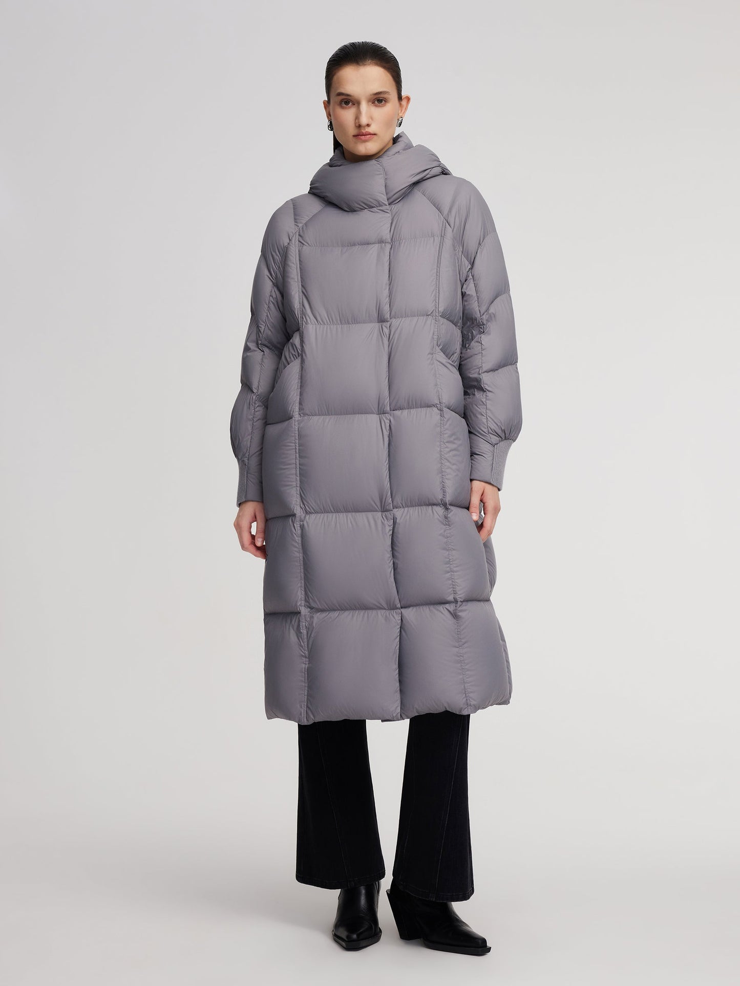 Lightweight Windproof Hooded Long Goose Down Coat