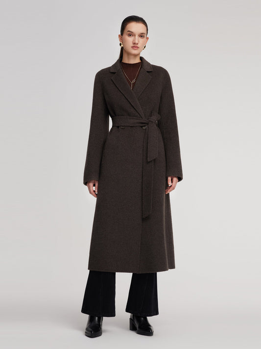Camel Hair Wool Blend Women Wrap Overcoat