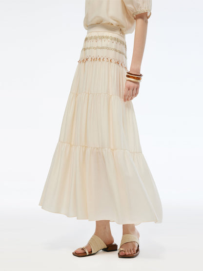 Acetate Blend Women Embroidered Skirt