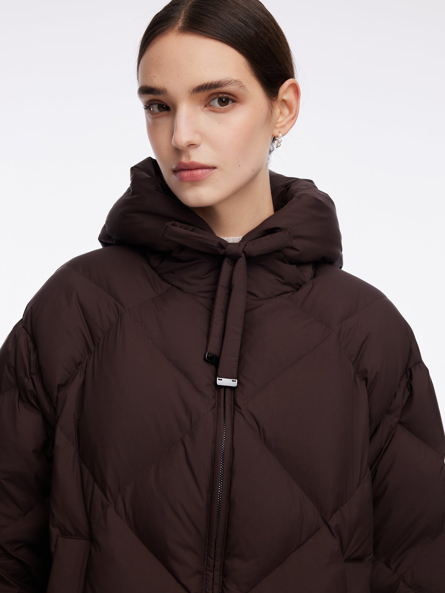 Diamond Quilted Hooded Unisex Long Goose Down Coat