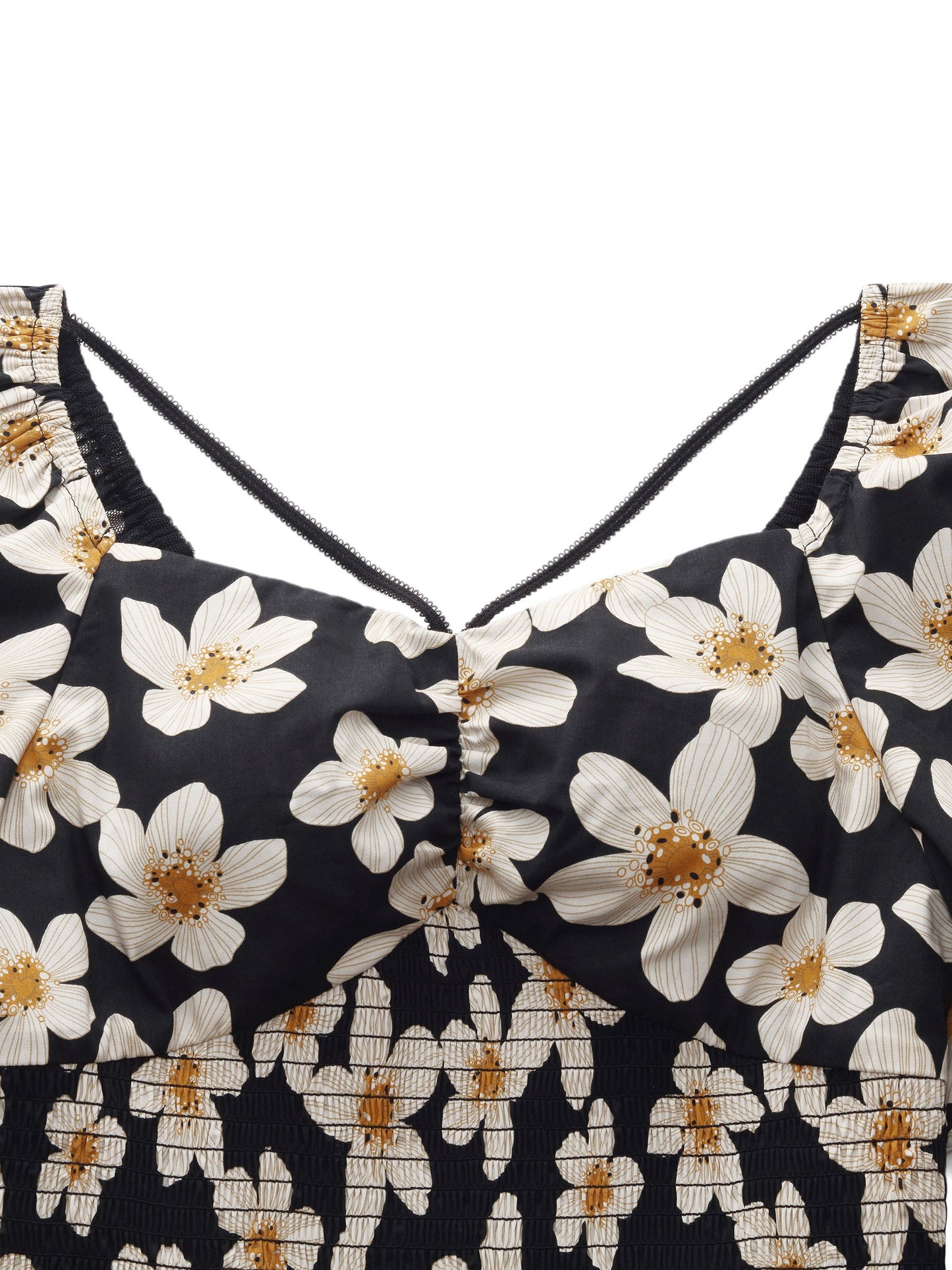 Cotton Stretch Floral Print Women Smocked Top