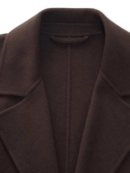 Cashmere Wool Blend Double-Faced Unisex Wrap Overcoat