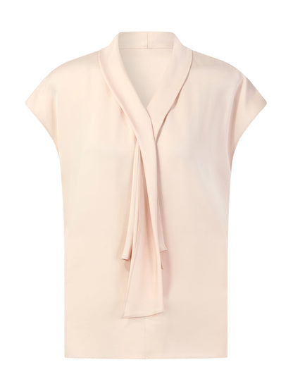 22MM Mulberry Silk Tie Neck Women Blouse