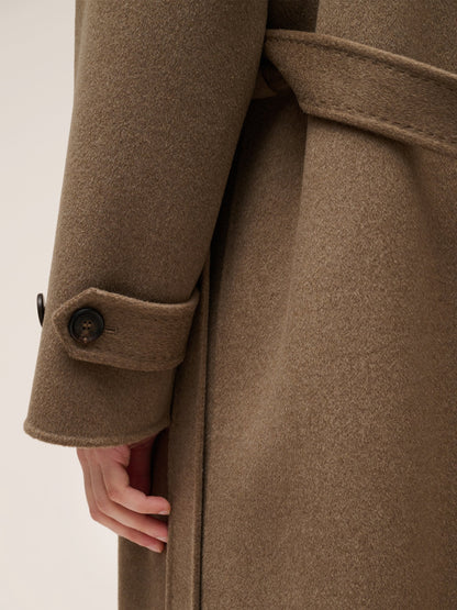 Cashmere Wool Blend Double-Faced Unisex Wrap Overcoat