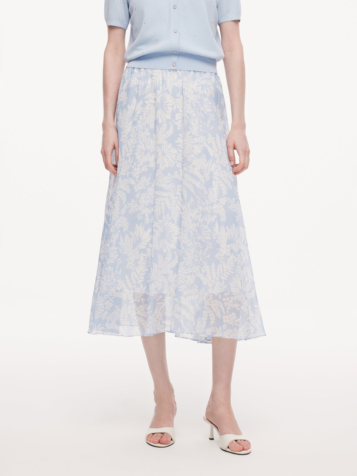 10MM Mulberry Silk Floral Print Women Skirt With Scrunchie
