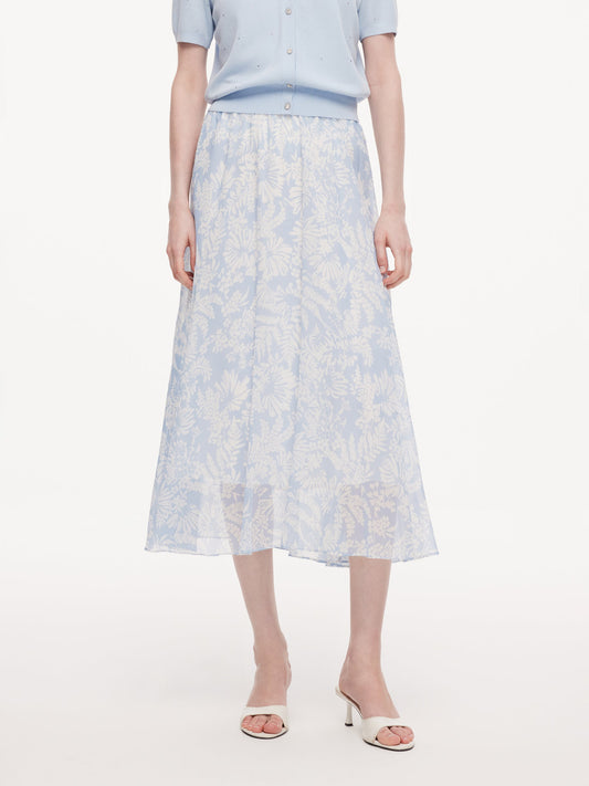 10MM Mulberry Silk Floral Print Women Skirt With Scrunchie