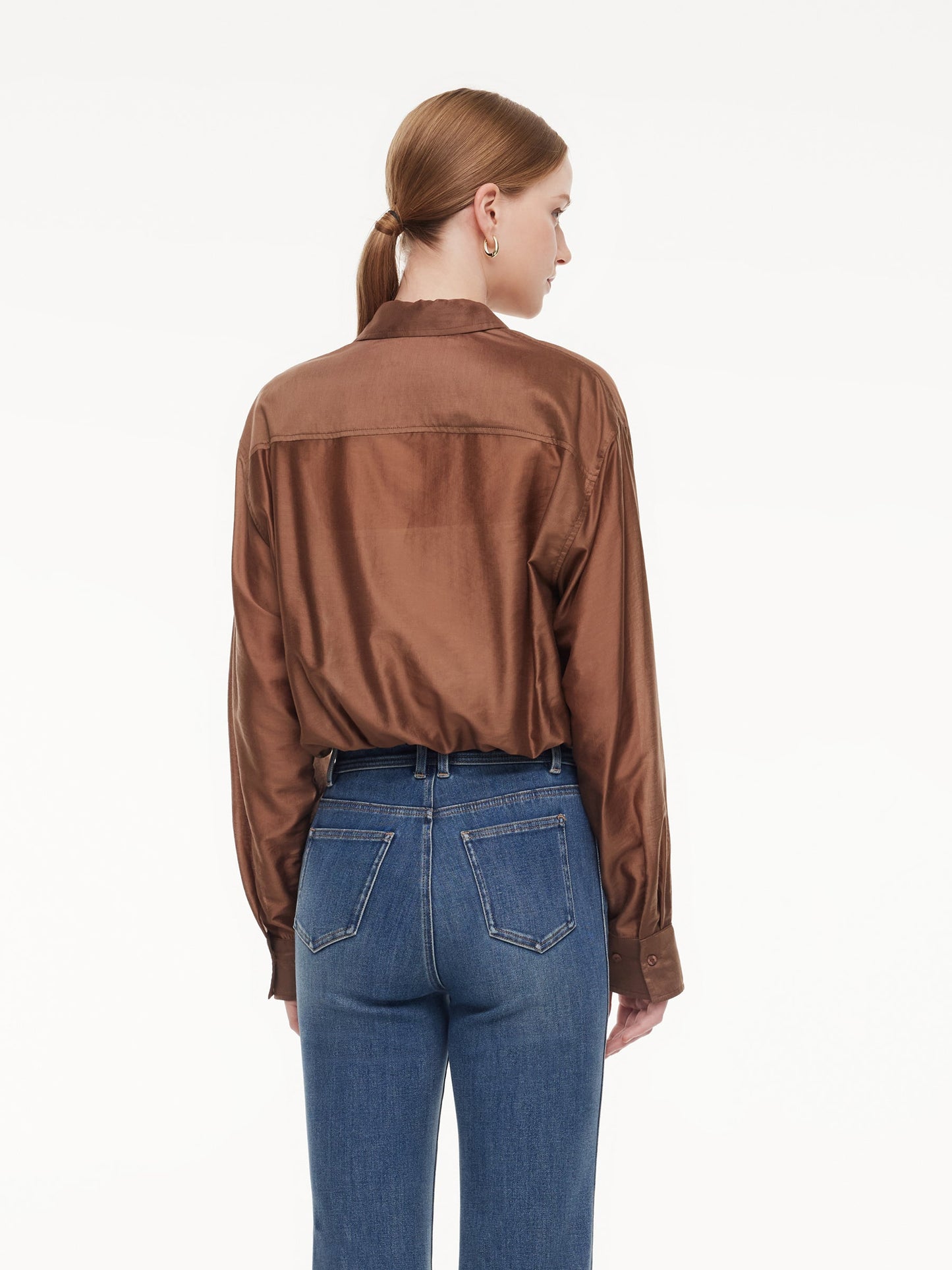 Tencel Blend Mock Layered Women Shirt