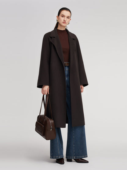 Cashmere Wool Blend Double-Faced Unisex Wrap Overcoat