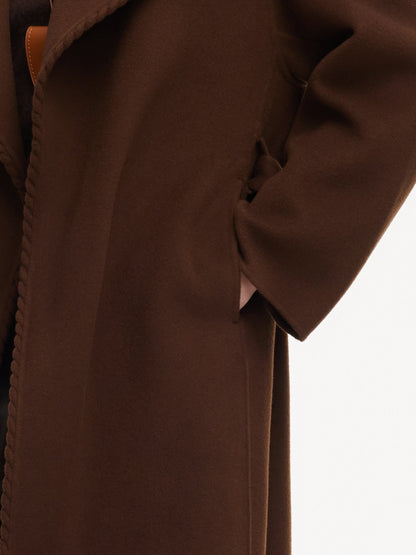 Cashmere Wool Blend Wide Collar Double-Faced Women Wrap Overcoat