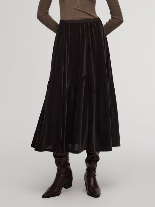 Velvet A-Line Elastic Waist Women Skirt