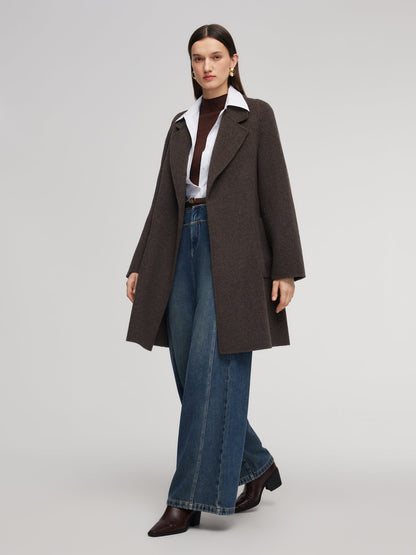 Camel Hair Wool Blend Double-Faced Women Wrap Coat