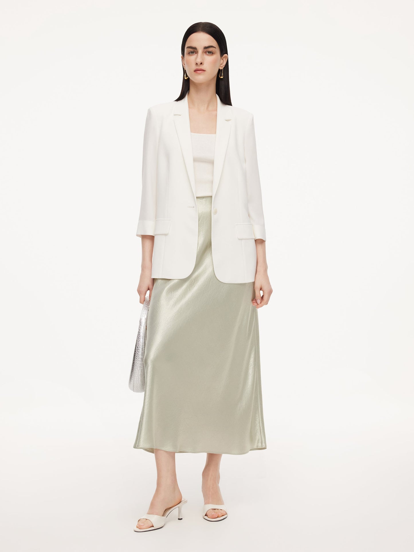 Acetate Blend Slim Fit Women Blazer