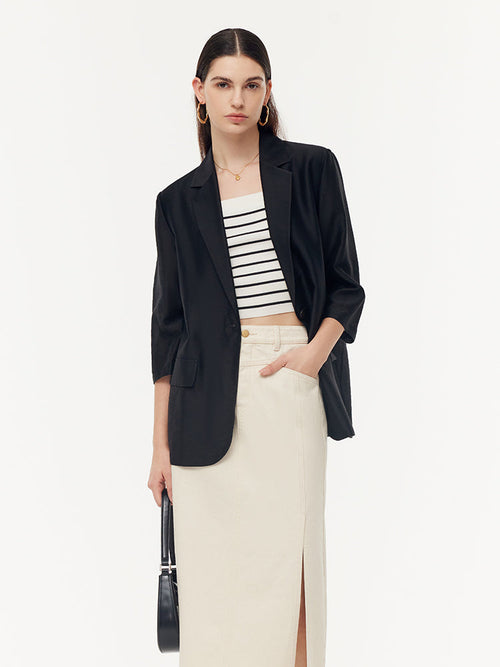 Tencel One Button Women Blazer