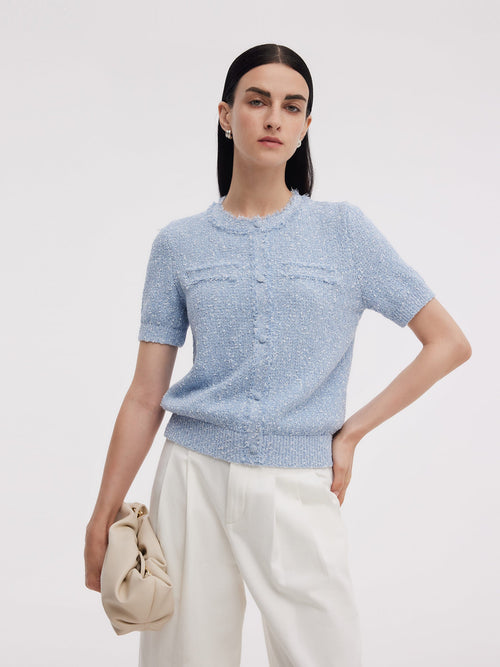 Frayed Edge Women Knit Top