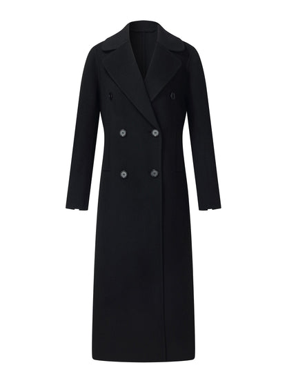 Cashmere Wool Blend Notched Collar Double-Faced Women Overcoat