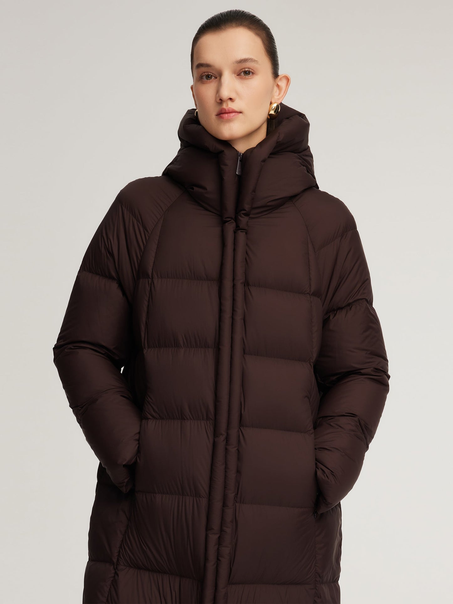 Cocoon Hooded Long Goose Down Puffer Coat
