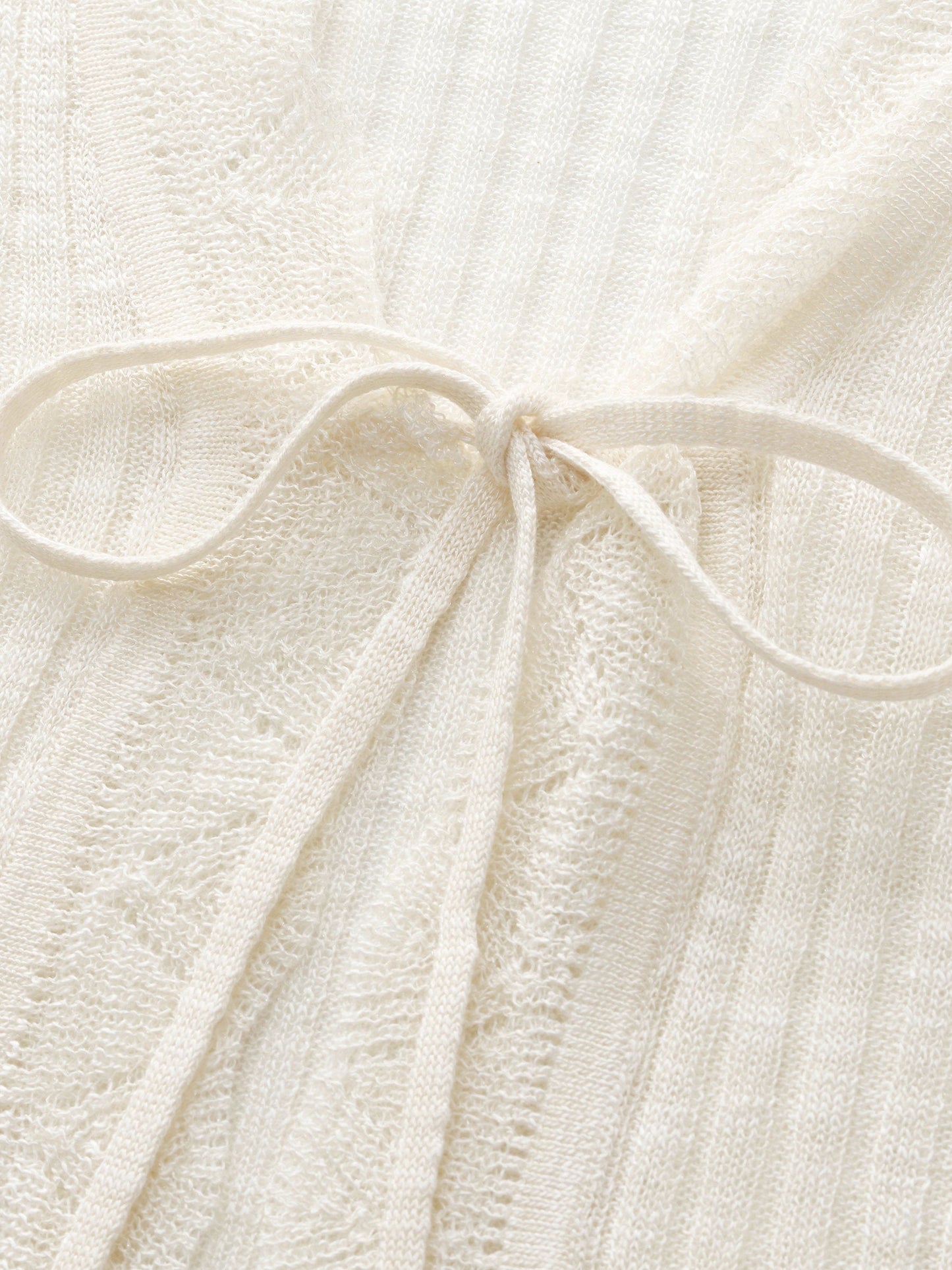 Wavy Trim Tie Front Women Cardigan