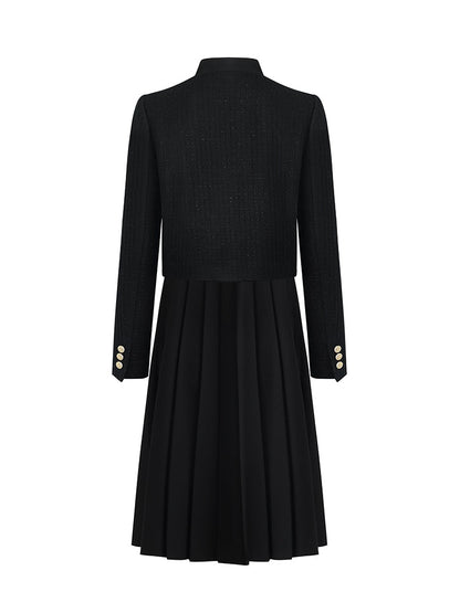 Crop Jacket With Flaps And Half Skirt Two-Piece Suit
