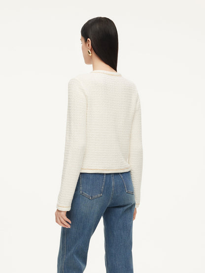 Round Neck Single-Breasted Women Cardigan