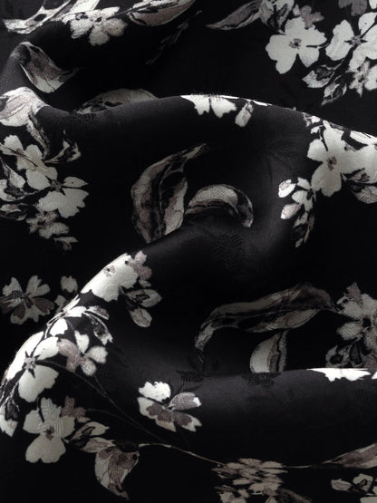 Floral Print Side Slit Twist Front Women H-Line Skirt