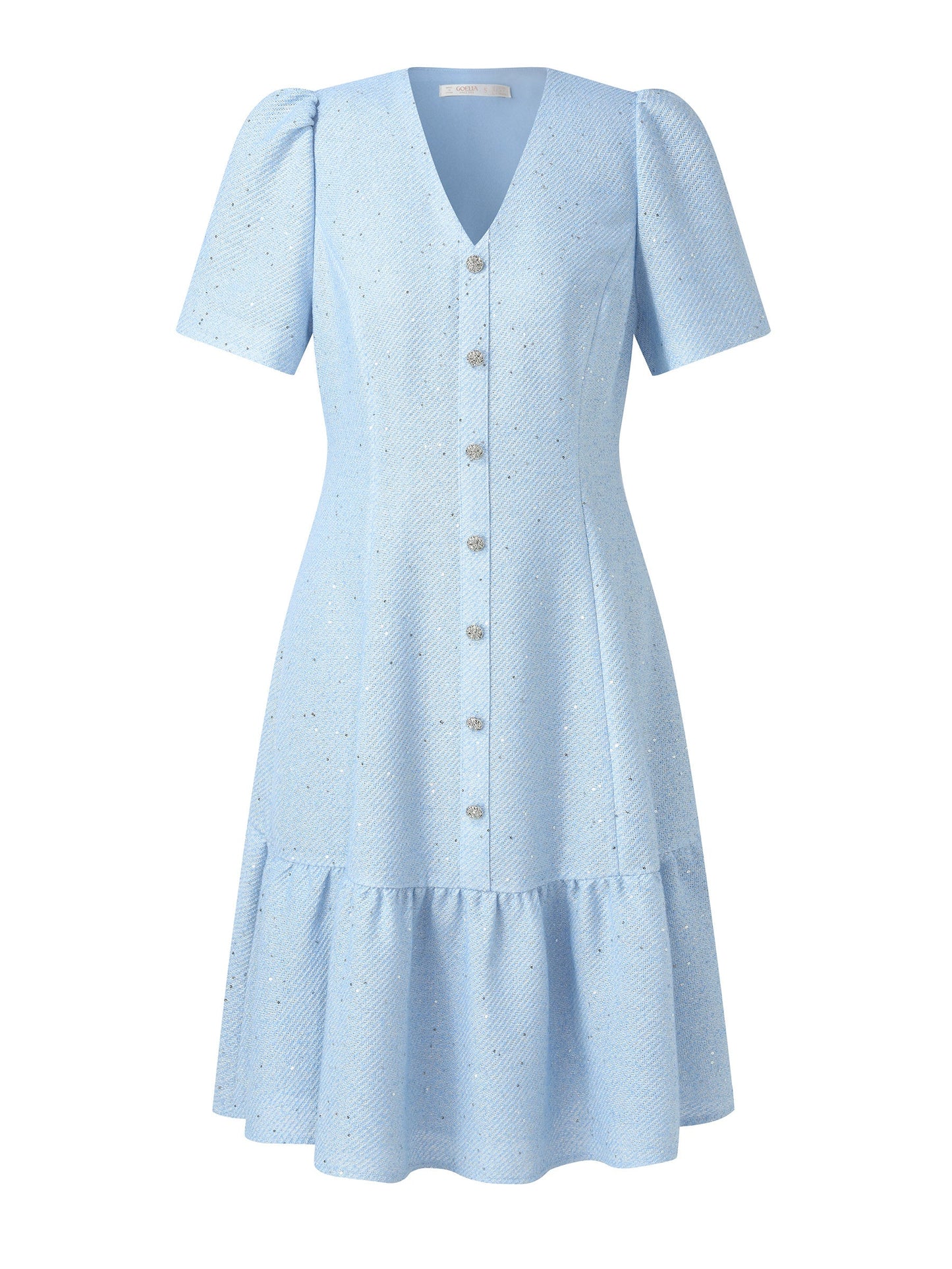 Acetate Blend Tweed Sequins Women Mini Dress