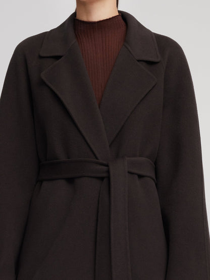 Cashmere Wool Blend Double-Faced Unisex Wrap Overcoat