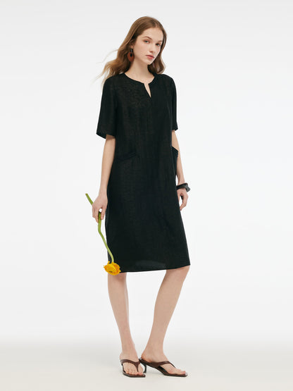 18MM Xiang Yun Silk Pockets Women Loose Fit Midi Dress