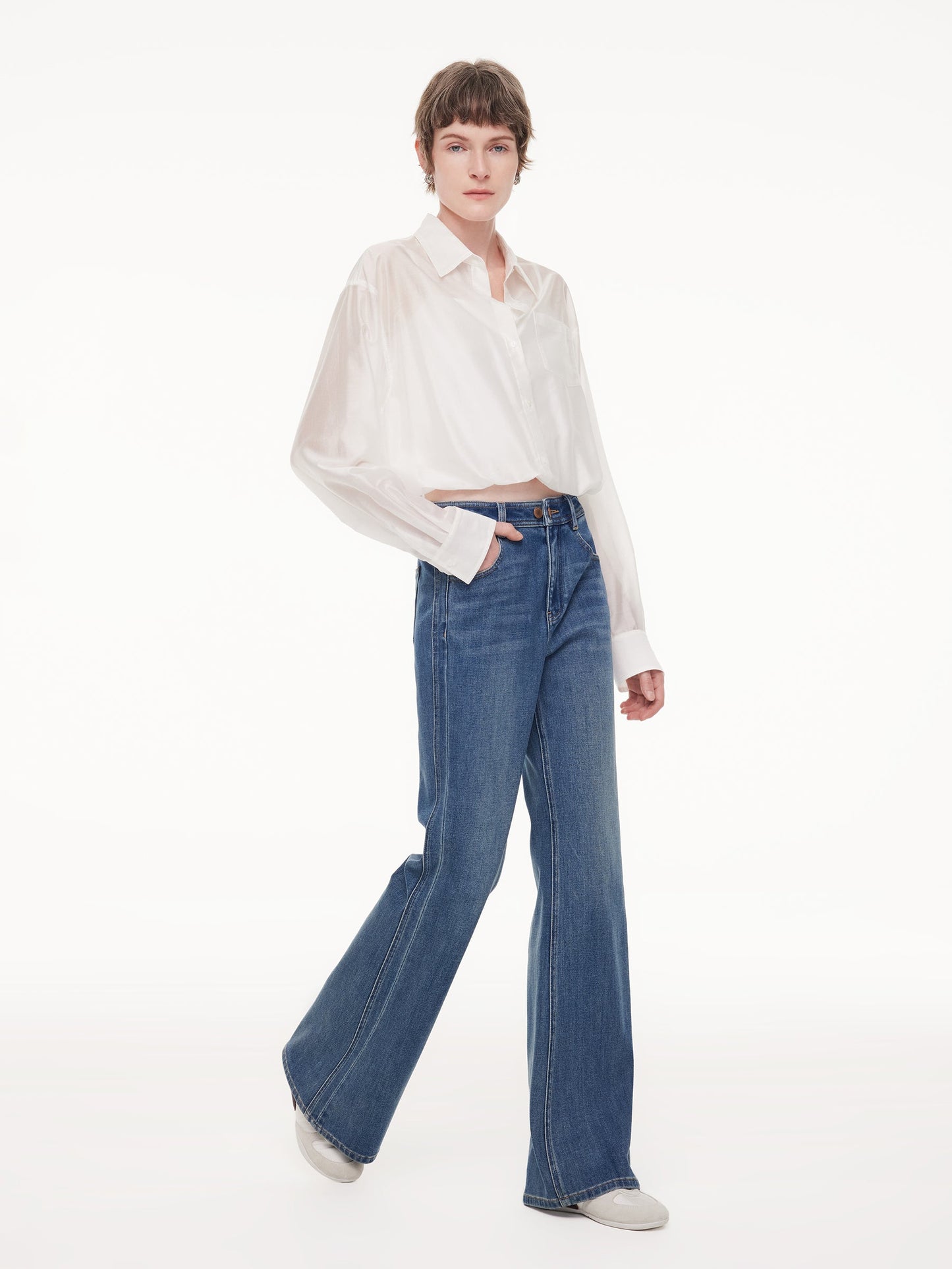 Tencel Blend Mock Layered Women Shirt