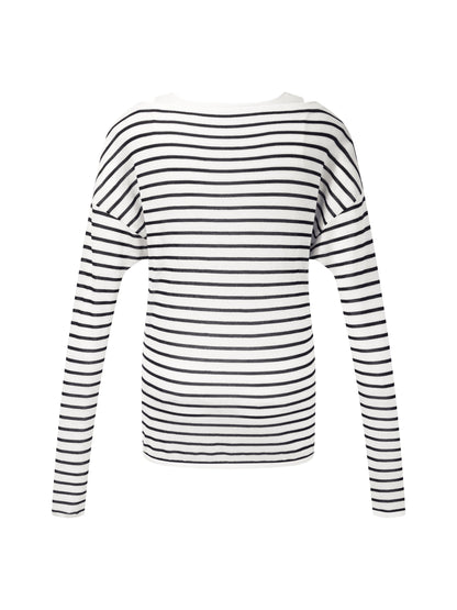[Preview] Triacetate Tencel Blend Stripe Boat Neck Top And Tank Top Two-Piece Set