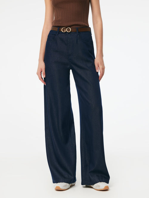 Denim Glitter Detailed Women Loose Straight Jeans