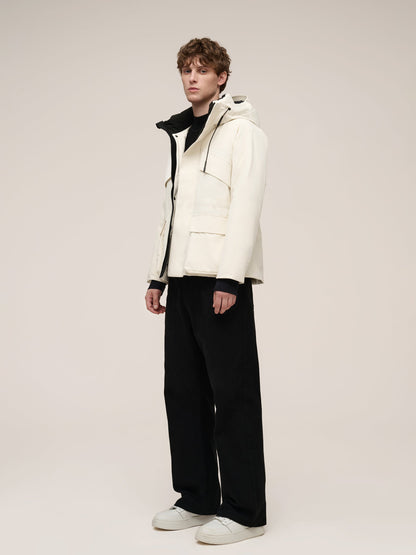 Drawstring Waist Unisex Hooded Goose Down Coat