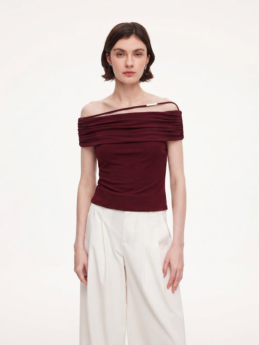 Modal Off Shoulder Women Stretchy Knit Top