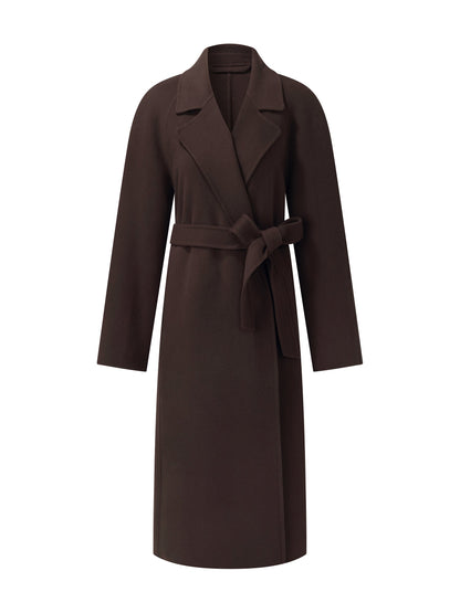 Cashmere Wool Blend Double-Faced Unisex Wrap Overcoat