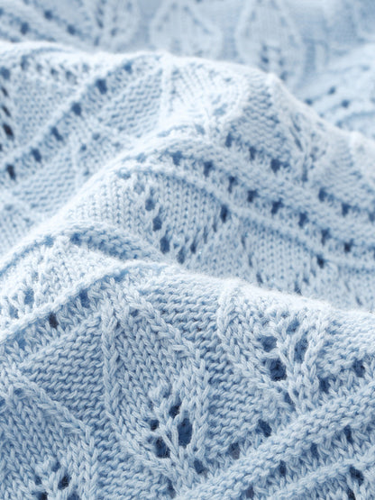 Cotton Openwork Women Round Neck Cardigan