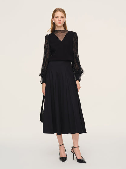 Cashmere Wool Blend Stretch Women Skirt