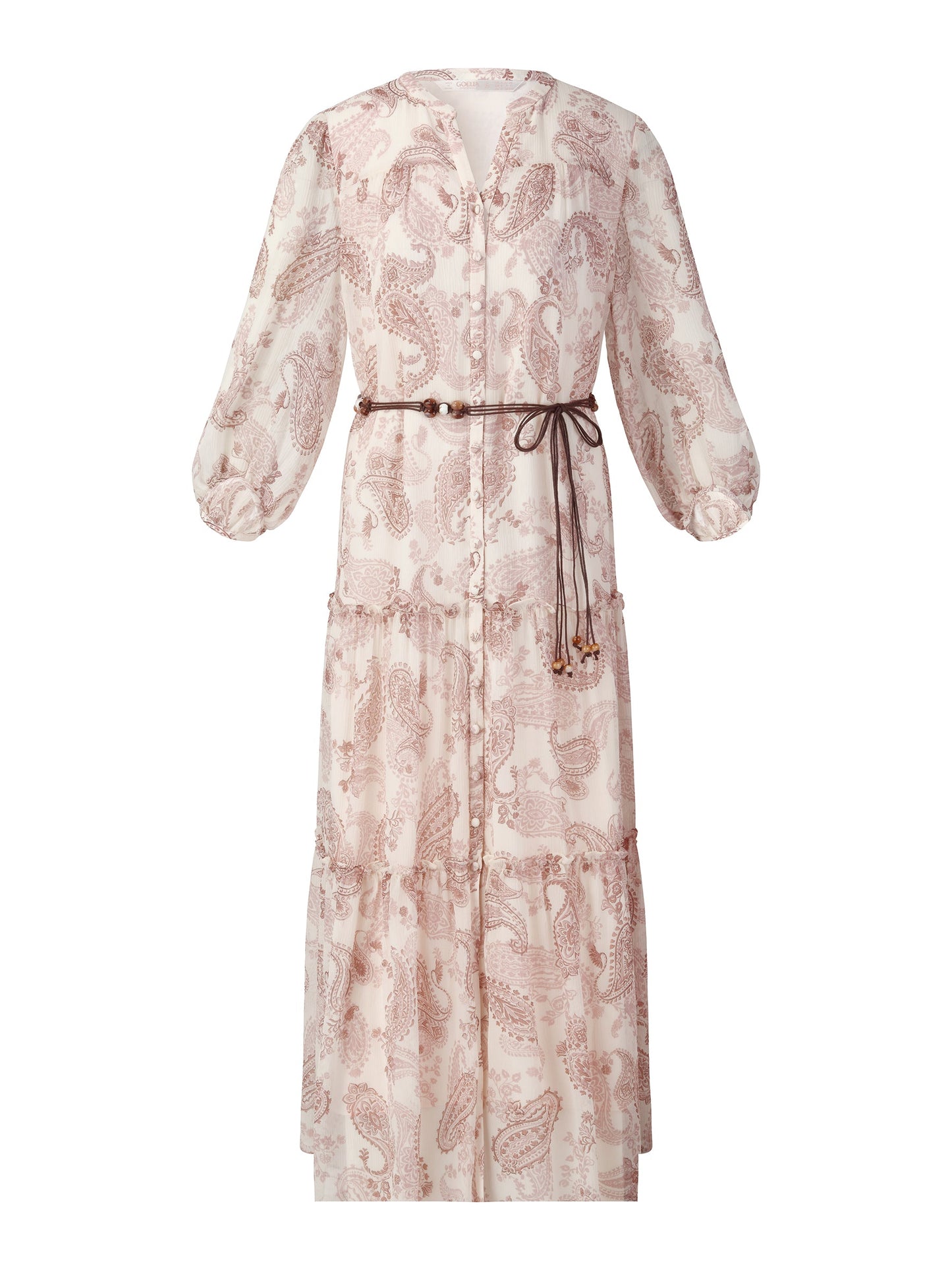 10MM Mulberry Silk Paisley Print Women Maxi Dress With Two Self-Tie Belts