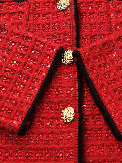 Wool-Blend Sequins Knitted Women Cardigan