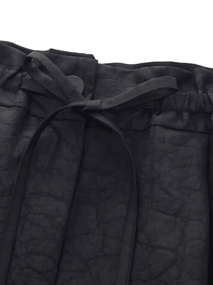 18MM Gambiered Canton Gauze Women Drawstring Waist Wide Leg Pants