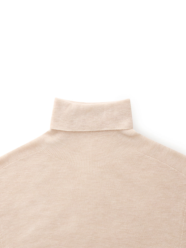 100% Wool Turtleneck Women Knit Top