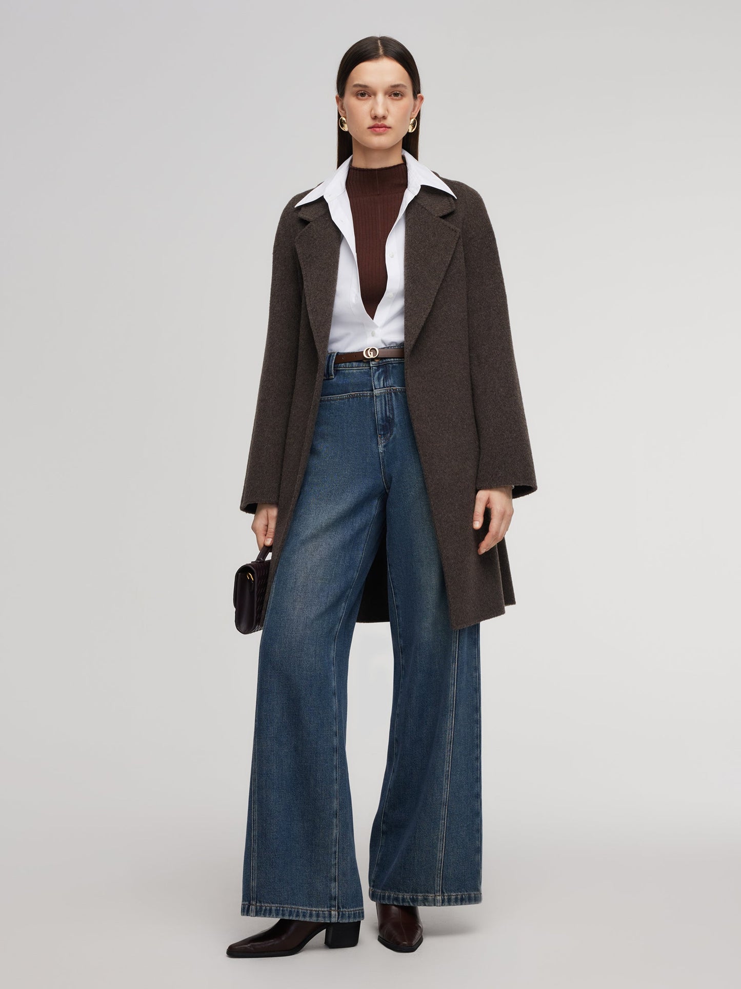 Camel Hair Wool Blend Double-Faced Women Wrap Coat