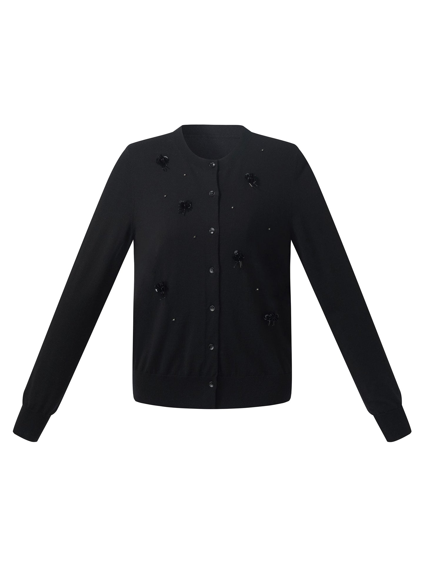 Worsted Wool Blend Beaded Sequins Women Cardigan