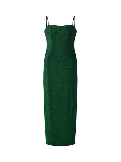 Glitter Women Party Slip Maxi Dress With Detachable Spaghetti Strap